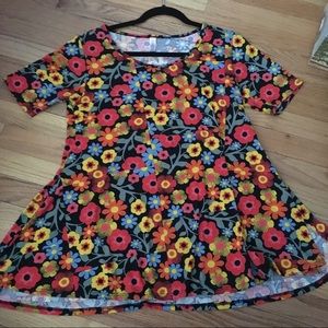 Lula Roe Floral hippie bohemian perfect tee small